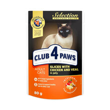 CLUB 4 PAWS Selection Kurczak i cielęcina w galaretce - mokra karma dla kota, saszetka 80g
