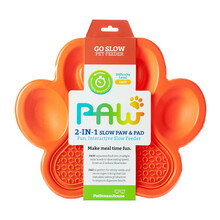 Pet Dream House Paw 2-in-1 Orange Easy - miska do powolnego karmienia z nakładką do lizania