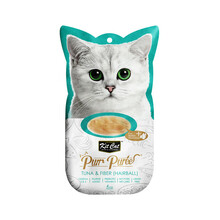 Kit Cat PurrPuree Tuna & Fiber Hairball - kremowy przysmak dla kota, 4x15g