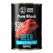 JOHN DOG Pure Black Junior Deer - Karma mokra dla szczeniąt z jeleniem
