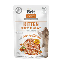 Brit Care Cat Kitten Fillets in Gravy with Savory Salmon - mokra karma dla kociąt, saszetka 85g