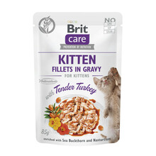 Brit Care Cat Kitten Fillets in Gravy with Tender Turkey - mokra karma dla kociąt, saszetka 85g