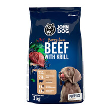 JOHN DOG Berry Line Wołowina z krylem - Sucha karma dla szczeniąt średnich i dużych ras, 3kg