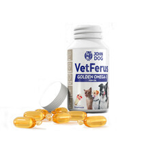 JOHN DOG VetFerus kwasy Golden Omega-3 Fish Oil - Kapsułki z olejem z sardeli, dla psów i kotów, 30 szt