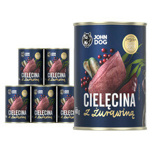 JOHN DOG Berry Line Cielęcina z żurawiną PAKIET 6x400g - Karma mokra dla psa