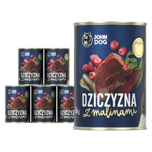 JOHN DOG Berry Line Dziczyzna z malinami PAKIET 6x400g - Karma mokra dla psa