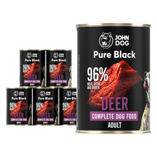 JOHN DOG Pure Black Deer PAKIET 6x400g - Karma mokra dla psa z jeleniem