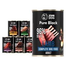 JOHN DOG Pure Black Mix smaków PAKIET 6x400g - Karma mokra dla psa