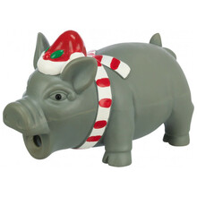 TRIXIE Xmas Chrumkająca lateksowa świnka - zabawka dla psa z dźwiękiem różowa, 16cm