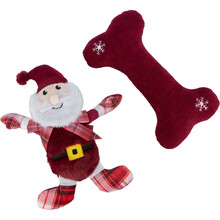 TRIXIE Mikołaj i kość Zestaw zabawek świątecznych dla psa, 30cm
