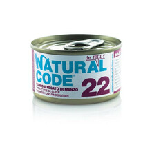 NATURAL CODE 22 tuńczyk i wątróbka wołowa w galaretce - mokra karma dla kota, puszka 85g