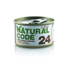 NATURAL CODE 24 tuńczyk, wołowina i warzywa w galaretce - mokra karma dla kota, puszka 85g