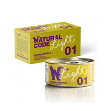 NATURAL CODE Light 01 Tuńczyk i jagody - mokra karma dla kotów o obniżonej zawartości energetycznej, puszka 4x70g
