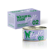 NATURAL CODE Light 02 Tuńczyk, dorada i jabłko - mokra karma dla kotów o obniżonej zawartości energetycznej, puszka 4x70g