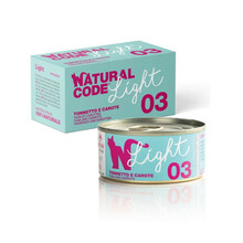 NATURAL CODE Light 03 Tuńczyk i marchewka - mokra karma dla kotów o obniżonej zawartości energetycznej, puszka 4x70g