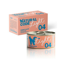 NATURAL CODE Light 04 Tuńczyk i aloes - mokra karma dla kotów o obniżonej zawartości energetycznej, puszka 4x70g