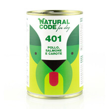 Natural Code 401 Kurczak, łosoś, marchew - Mokra karma dla psa, puszka 400g