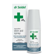 Dr Seidel Skin aid spray - Specjalistyczny preparat do pielęgnacji uszkodzeń skóry u zwierząt w postaci zadrapań i drobnych ran, 50ml