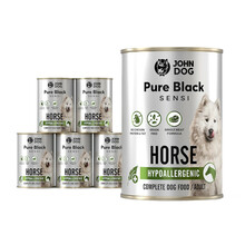 JOHN DOG Pure Black Sensi hypoallergenic konina PAKIET 6x400g- Monobiałkowa karma dla psich alergików