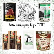 Zestaw hipoalergiczny dla psa "DZIK" - Mokra karma, smakołyki, suszki