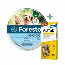 Foresto obroża przeciw pchłom i kleszczom dla kotów i psów poniżej 8kg wagi ciała + AdTab Tabletka dla psa (1,3 - 2,5kg)