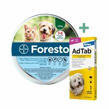 Foresto obroża przeciw pchłom i kleszczom dla kotów i psów poniżej 8kg wagi ciała + AdTab Tabletka dla psa (2,5 - 5,5kg)