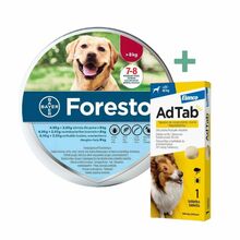 Foresto obroża przeciw pchłom i kleszczom dla psów powyżej 8kg wagi ciała + AdTab Tabletka dla psa (22 - 45kg)
