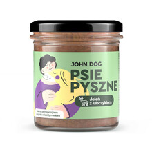 JOHN DOG Psie Pyszne Jeleń z lubczykiem - Karma pełnoporcjowa dla psów w każdym wieku, słoik 290g