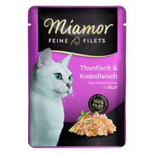 MIAMOR Feine Filets tuńczyk z rakiem w galaretce - mokra karma dla kota, saszetka 100g