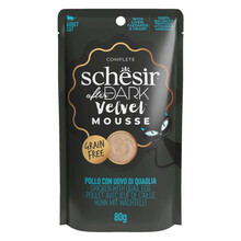 SCHESIR AFTER DARK Velvet Mousse z kurczakiem i jajkami przepiórczymi - karma dla kotów, mus, saszetka 80g