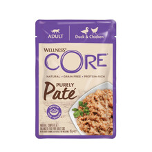 Wellness Core Purely Pate - karma mokra, dla kotów dorosłych z kaczką i kurczakiem 8x85g saszetki