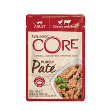 Wellness Core Purely Pate - karma mokra, dla kotów dorosłych z kurczakiem i wołowiną 8x85g saszetki