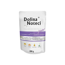 DOLINA NOTECI PREMIUM JUNIOR mokra karma dla szczeniąt psów ras małych bogata w wątróbkę z królika z ozorami z jelenia, 100g