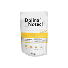 DOLINA NOTECI PREMIUM JUNIOR mokra karma dla szczeniąt psów ras małych bogata w żołądki z kurczaka z wątróbką cielęcą, 100g