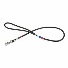 BARRY KING Smycz linowa, 6 mm/100 cm, czarna, wstawki niebieskie/czerwone