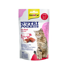 GIMCAT Nutri Pockets Wołowina+Fiber - przysmak dla kota, 60g