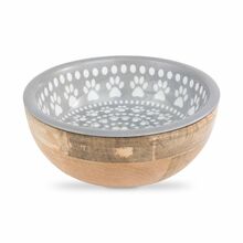 BARRY KING Miska, dla psa, szara, stal nierdzewna, emaliowana z drewniana obudową, 18 cm