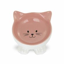 BARRY KING Miska dla kota, różowa, kształt kot, ceramiczna, 11,5cm