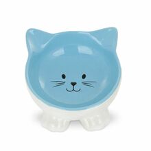 BARRY KING Miska dla kota, niebieska, kształt kot, ceramiczna, 11,5cm