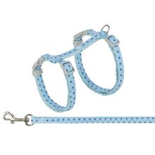 Trixie – szelki dla kota ze smyczą w kropki – 28–45 cm / 10 mm – smycz 1,20 m – niebieskie