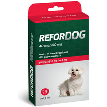 Refordog dla psów 1–5 kg 3 pipety x 0,4 ml preparat spot-on przeciw pasożytom