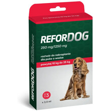 Refordog dla psów 10–25 kg 3 pipety x 2,5 ml preparat spot-on przeciw pasożytom