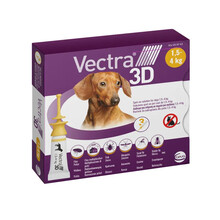 Vectra 3D Krople na Pchły i Kleszcze dla Psów 1,5-4 kg | XS | 3 Pipetki