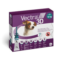 Vectra 3D Krople na Pchły i Kleszcze dla Psów 4-10 kg | S | 3 Pipetki