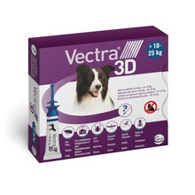 Vectra 3D Krople na Pchły i Kleszcze dla Psów 10-25 kg | M | 3 Pipetki