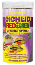 TROPICAL CICHLID RED & GREEN MEDIUM STICKS - wieloskładnikowy pokarm dla średnich pielęgnic